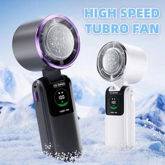 New Ice Pack High-Speed Handheld Eletirc Fan Speed Adjustable Folding Mini Fan Portable Outdoor Hanging Neck Small Fan